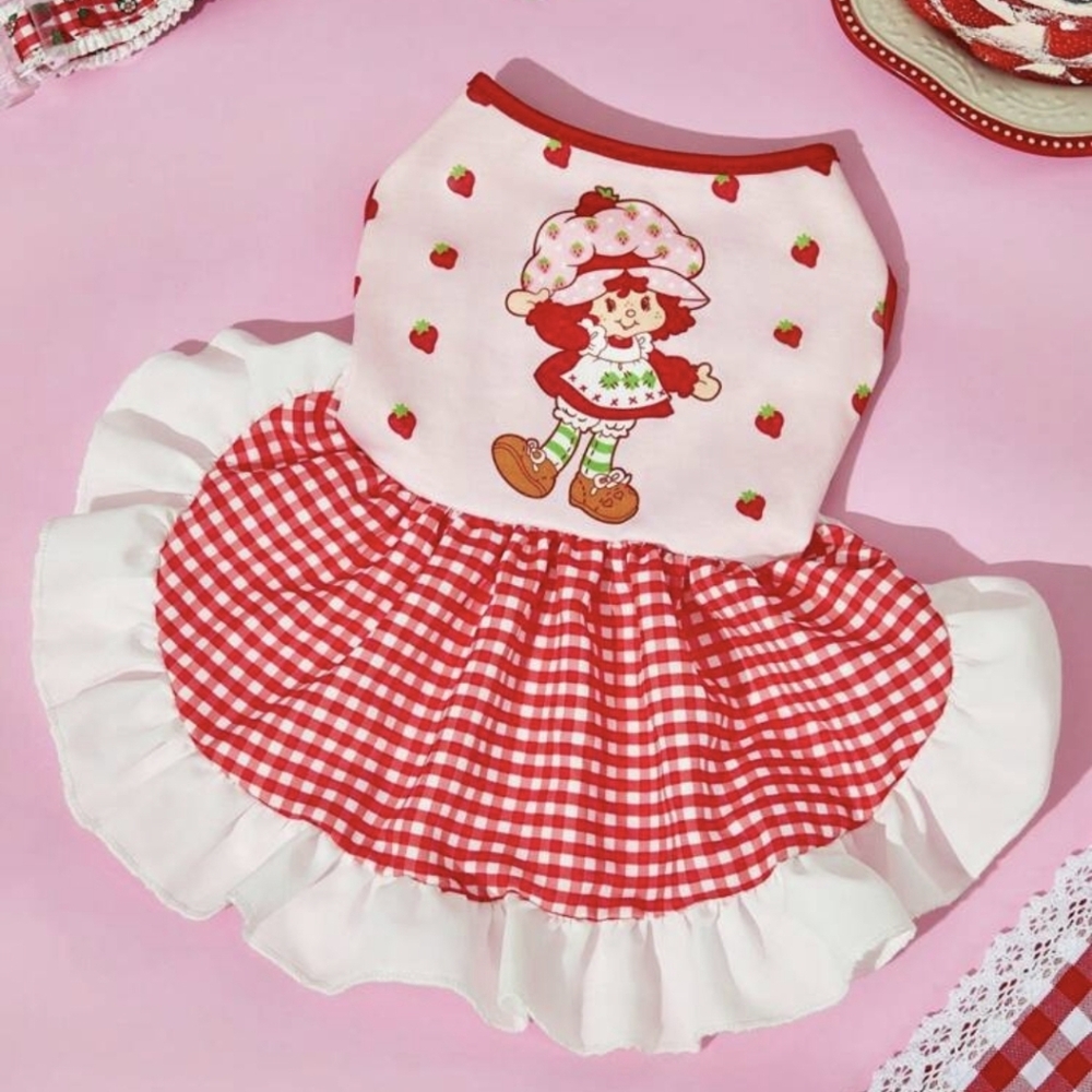 Strawberry Shortcake Pet Dog Dress Red Gingham Skirt Size 3x